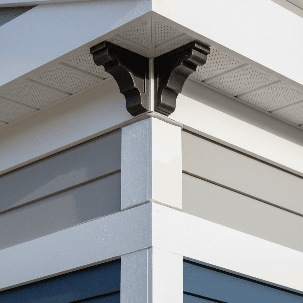 Close-up of a finished siding corner with clean caulk lines