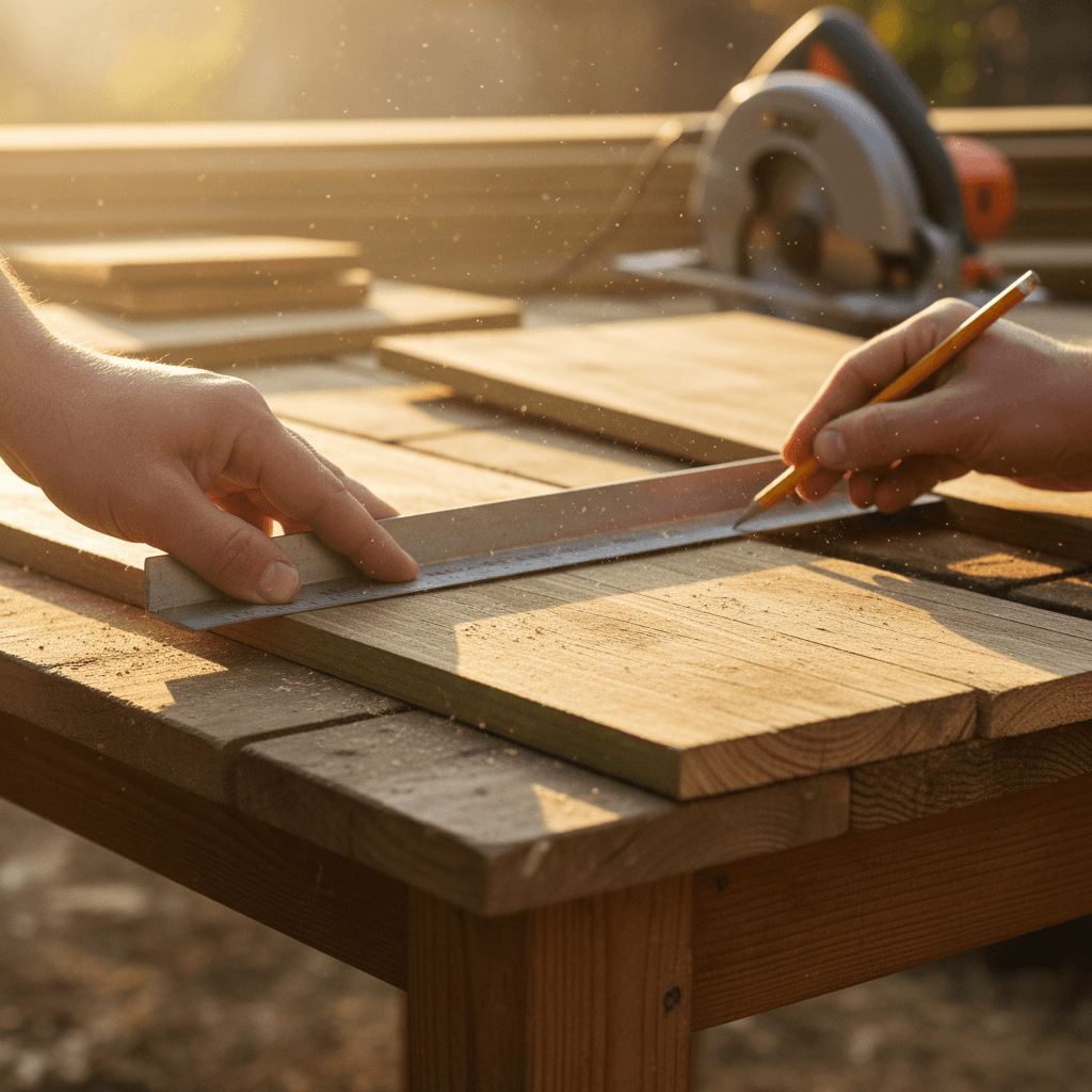 Contractor measuring siding material against a home exterior